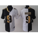 Nike New Orleans Saints #9 Drew Brees Black/White Two Tone Womens Jersey