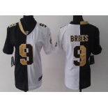 Nike New Orleans Saints #9 Drew Brees Black/White Two Tone Womens Jersey