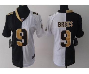 Nike New Orleans Saints #9 Drew Brees Black/White Two Tone Womens Jersey