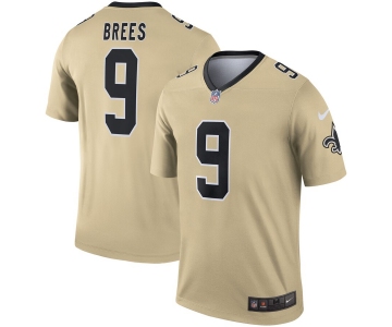 Nike New Orleans Saints 9 Drew Brees Cream Inverted Legend Jersey