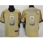 Nike New Orleans Saints #9 Drew Brees Drift Fashion Gold Elite Jersey