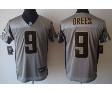 Nike New Orleans Saints #9 Drew Brees Gray Shadow Elite Jersey