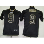 Nike New Orleans Saints #9 Drew Brees Lights Out Black Kids Jersey