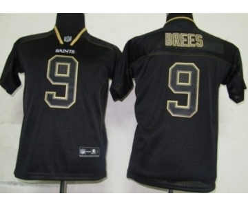 Nike New Orleans Saints #9 Drew Brees Lights Out Black Kids Jersey