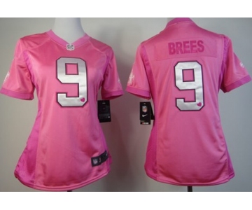 Nike New Orleans Saints #9 Drew Brees Pink Love Womens Jersey