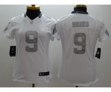 Nike New Orleans Saints #9 Drew Brees Platinum White Limited Womens Jersey
