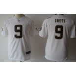 Nike New Orleans Saints #9 Drew Brees White Game Kids Jersey