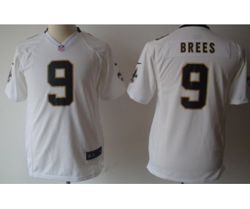 Nike New Orleans Saints #9 Drew Brees White Game Kids Jersey