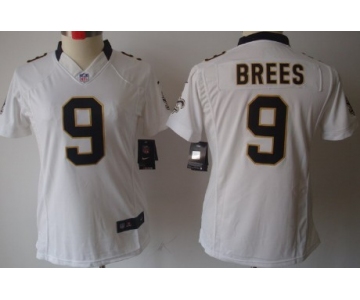 Nike New Orleans Saints #9 Drew Brees White Limited Womens Jersey
