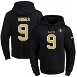 Nike Saints #9 Drew Brees Black Name & Number Pullover NFL Hoodie