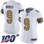 Nike Saints #9 Drew Brees White Women's Stitched NFL Limited Rush 100th Season Jersey