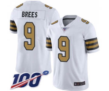 Saints #9 Drew Brees White Men's Stitched Football Limited Rush 100th Season Jersey