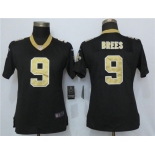 Women's New Orleans Saints #9 Drew Brees Black 2017 Vapor Untouchable Stitched NFL Nike Limited Jersey