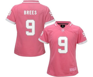 Women's New Orleans Saints #9 Drew Brees Pink Bubble Gum 2015 NFL Jersey
