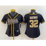 Women's New Orleans Saints #32 Tyrann Mathieu Black With Patch Cool Base Stitched Baseball Jersey