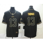 Men's New Orleans Saints #13 Michael Thomas Black 100th Season Golden Edition Jersey