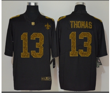 Men's New Orleans Saints #13 Michael Thomas Black 2020 Nike Flocked Leopard Print Vapor Limited NFL Jersey