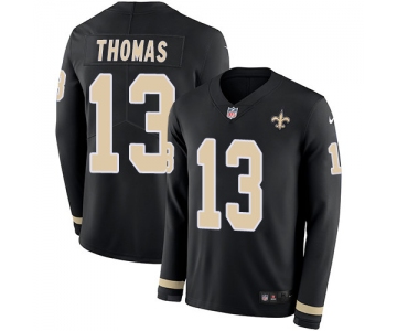 Nike Saints #13 Michael Thomas Black Team Color Men's Stitched NFL Limited Therma Long Sleeve Jersey