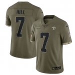 Men's New Orleans Saints #7 Taysom Hill 2022 Olive Salute To Service Limited Stitched Jersey