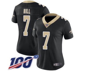 Nike Saints #7 Taysom Hill Black Team Color Women's Stitched NFL 100th Season Vapor Limited Jersey