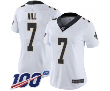 Nike Saints #7 Taysom Hill White Women's Stitched NFL 100th Season Vapor Limited Jersey