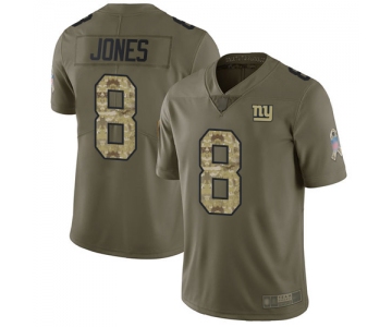 Giants #8 Daniel Jones Olive Camo Youth Stitched Football Limited 2017 Salute to Service Jersey