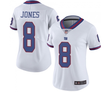Giants #8 Daniel Jones White Women's Stitched Football Limited Rush Jersey