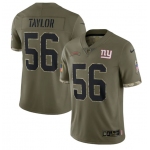 Men's New York Giants #56 Lawrence Taylor 2022 Olive Salute To Service Limited Stitched Jersey