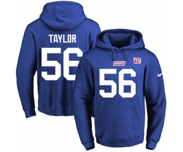 Nike Giants #56 Lawrence Taylor Royal Blue Name & Number Pullover NFL Hoodie