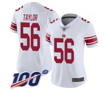 Nike Giants #56 Lawrence Taylor White Women's Stitched NFL 100th Season Vapor Limited Jersey