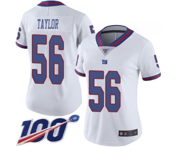 Nike Giants #56 Lawrence Taylor White Women's Stitched NFL Limited Rush 100th Season Jersey