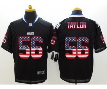 Nike New York Giants #56 Lawrence Taylor 2014 USA Flag Fashion Black Elite Jersey
