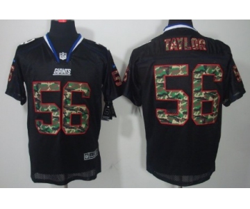 Nike New York Giants #56 Lawrence Taylor Black With Camo Elite Jersey