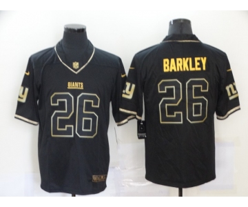 Men's New York Giants #26 Saquon Barkley Black 100th Season Golden Edition Jersey
