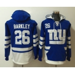 Men's New York Giants #26 Saquon Barkley NEW Blue Pocket Stitched NFL Pullover Hoodie