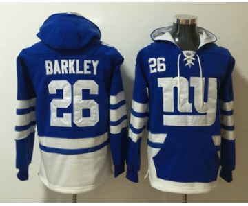 Men's New York Giants #26 Saquon Barkley NEW Blue Pocket Stitched NFL Pullover Hoodie