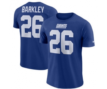 Men's New York Giants 26 Saquon Barkley Nike Royal Dri-FIT Player Pride 3.0 Name & Number T-Shirt