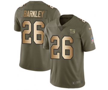 Nike Giants #26 Saquon Barkley Olive Gold Youth Stitched NFL Limited 2017 Salute to Service Jersey