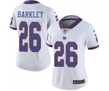Nike Giants #26 Saquon Barkley White Women's Stitched NFL Limited Rush Jersey