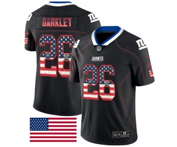 Nike New York Giants #26 Saquon Barkley Black Men's Stitched NFL Limited Rush USA Flag Jersey