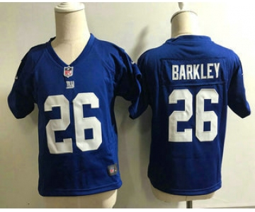 Toddler New York Giants #26 Saquon Barkley Royal Blue Team Color Stitched NFL Nike Game Jersey