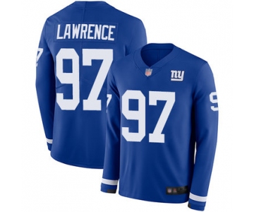 Giants #97 Dexter Lawrence Royal Blue Team Color Men's Stitched Football Limited Therma Long Sleeve Jersey