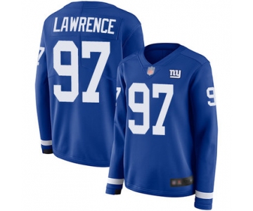 Giants #97 Dexter Lawrence Royal Blue Team Color Women's Stitched Football Limited Therma Long Sleeve Jersey