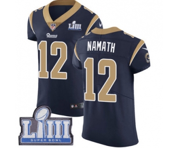 Men's Los Angeles Rams #12 Joe Namath Navy Blue Nike NFL Home Vapor Untouchable Super Bowl LIII Bound Elite Jersey