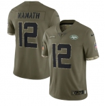 Men's New York Jets #12 Joe Namath 2022 Olive Salute To Service Limited Stitched Jersey