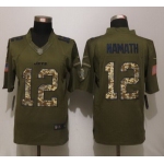 Men's New York Jets #12 Joe Namath Platinum Green Salute To Service 2015 NFL Nike Limited Jersey