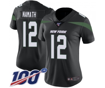 Nike Jets #12 Joe Namath Black Alternate Women's Stitched NFL 100th Season Vapor Limited Jersey