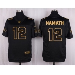 Nike Jets #12 Joe Namath Black Men's Stitched NFL Elite Pro Line Gold Collection Jersey