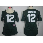 Nike New York Jets #12 Joe Namath Breast Cancer Awareness Green Womens Jersey