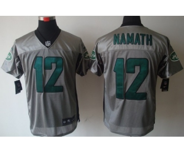 Nike New York Jets #12 Joe Namath Gray Shadow Elite Jersey